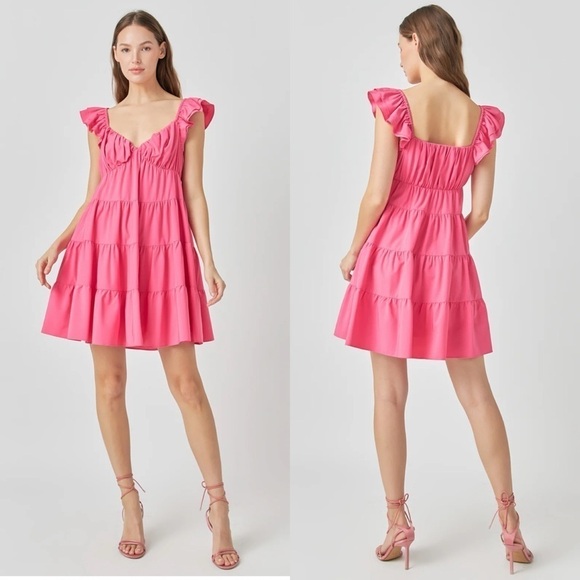 NWT Endless Rose Tiered Mini Dress Fuchsia - Picture 1 of 10